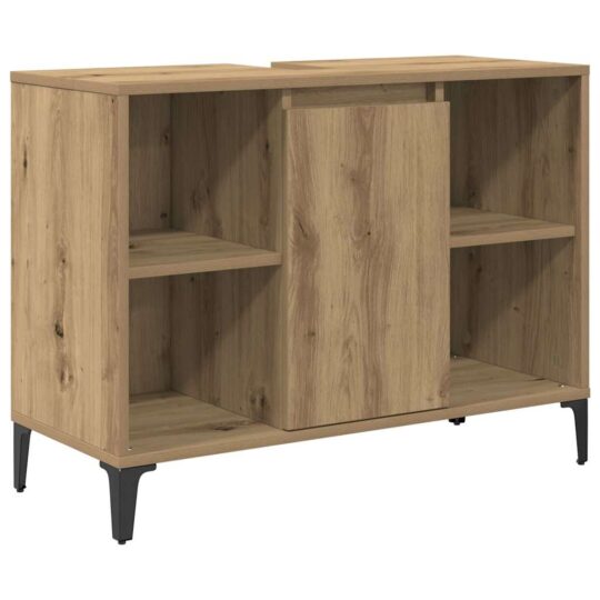 3415945 6 Set de mobilier pentru baie cu raft 3 pcs Stejar Artizanal 3415945 6