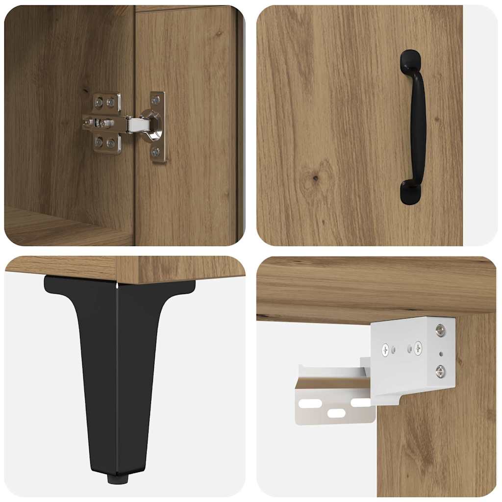 Bufet Stejar Artizanal 69,5 x 34 x 180 cm Lemn compozit - imagine 11