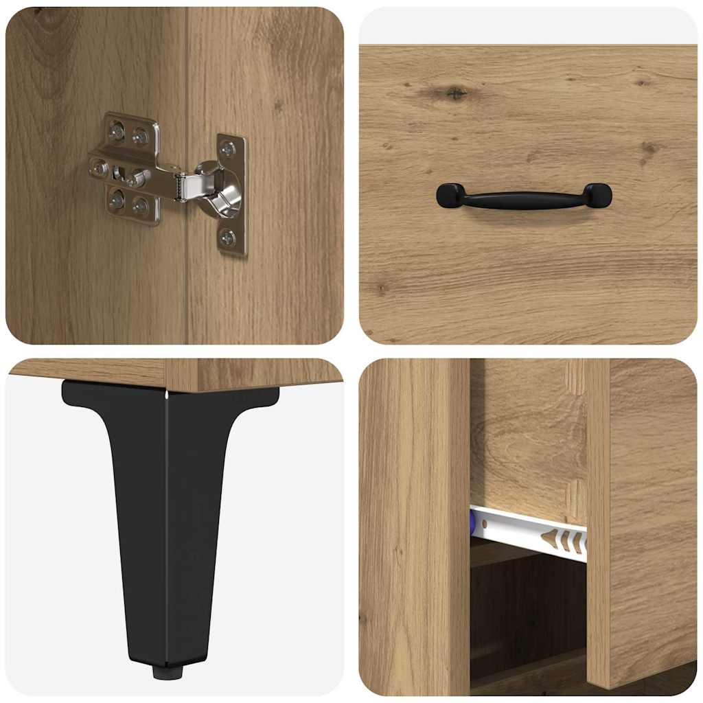 Bufet Stejar Artizanal 69,5 x 34 x 180 cm Lemn compozit - imagine 9