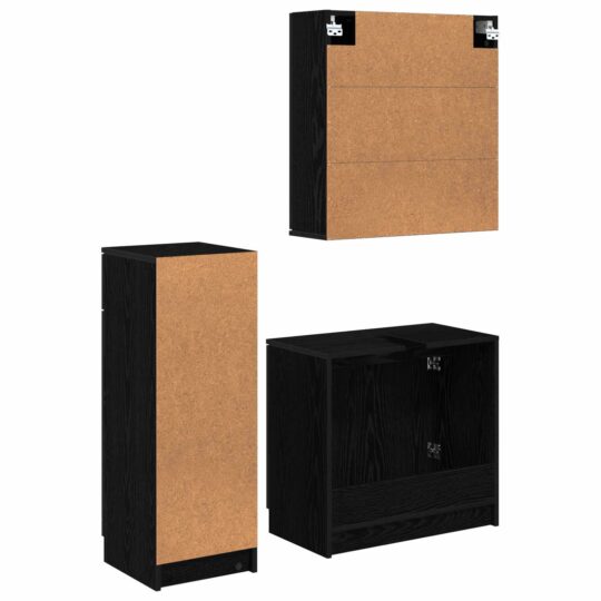 3416102 10 Set de mobilier pentru baie 3 pcs Stejar Negru Lemn compozit 3416102 10