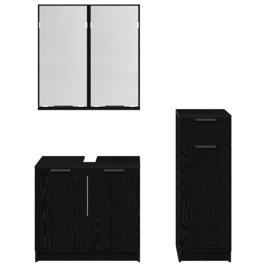 3416102 9 Set de mobilier pentru baie 3 pcs Stejar Negru Lemn compozit 3416102 9