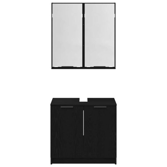 3416132 8 Set dulap baie cu raft cu ușă 2 pcs Stejar Negru Lemn compozit 3416132 8