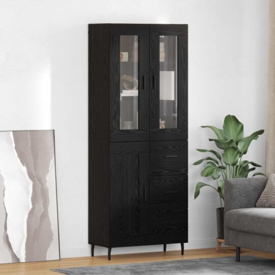 Bufet Pe perete Stejar Negru 69,5 x 34 x 180 cm Lemn compozit