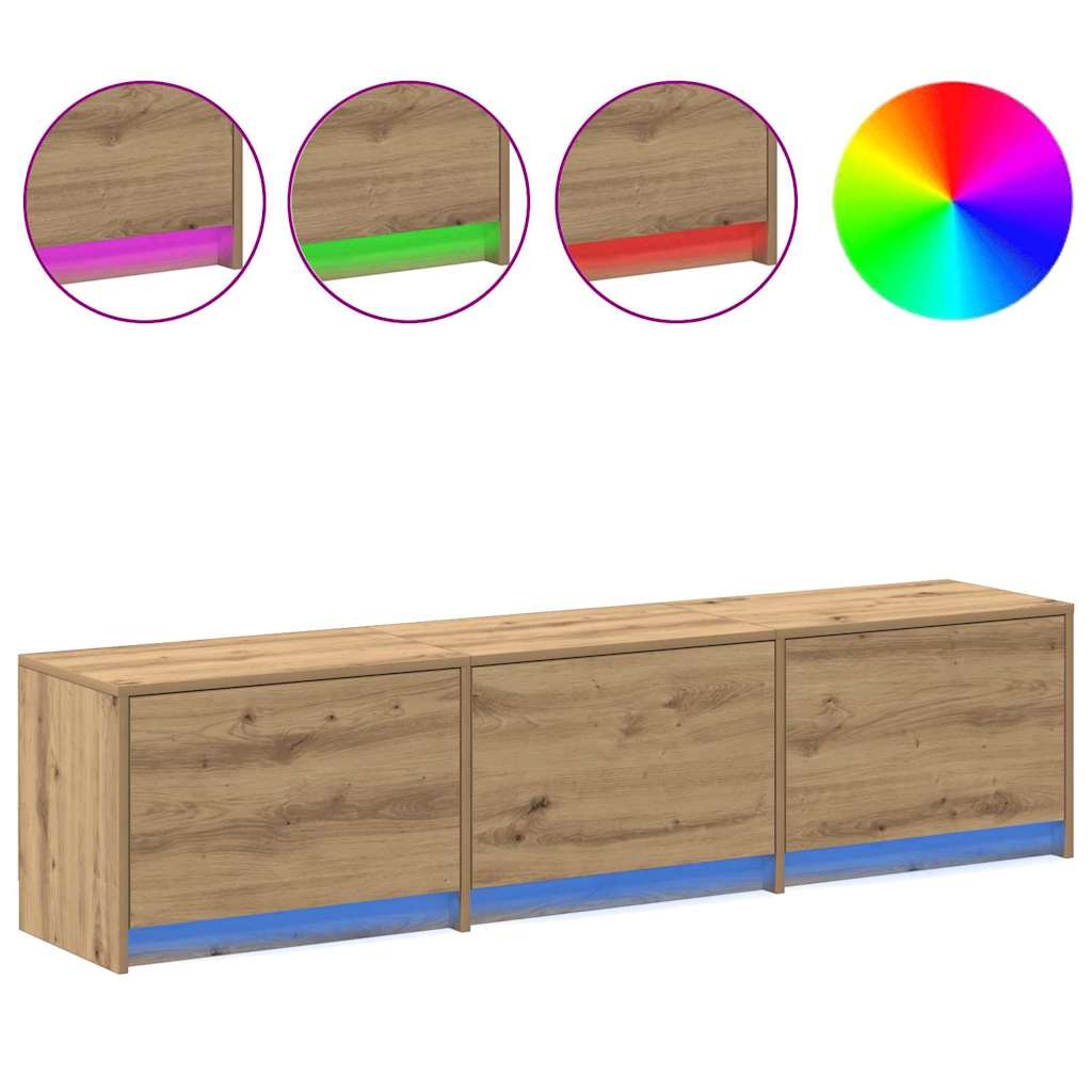 3418720 4 Dulap TV cu LED-uri cu sertar Stejar artizanal 162 x 34 x 40 cm Dulap TV cu LED-uri cu sertar Stejar artizanal 162 x 34 x 40 cm - imagine 4