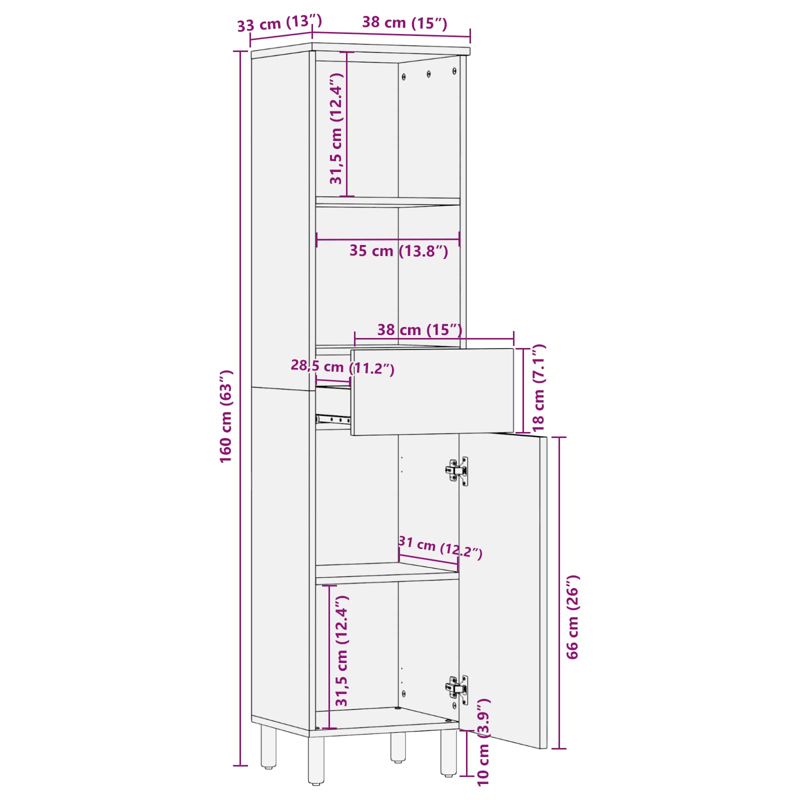 4017922 12 Dulap de Baie Simplu Maro Dulap de Baie Simplu Maro - imagine 12