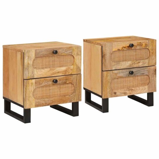 Dulap de noapte cu sertar 2 pcs natural 40 x 33,5 x 46 cm