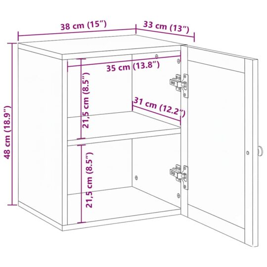 4018064 11 Dulap Suspendat pentru Baie cu raft cu ușă Maro 38 x 33 x 48 cm 4018064 11