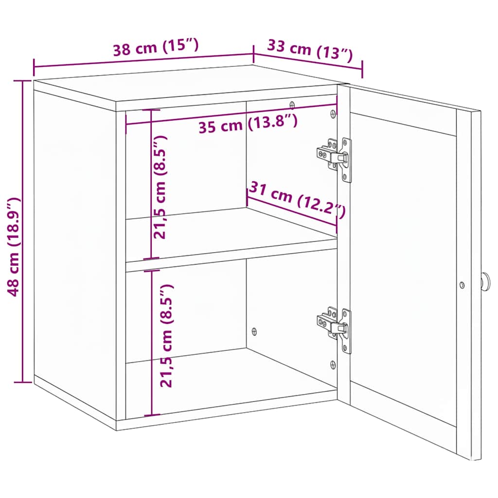 4018064 11 Dulap Suspendat pentru Baie cu raft cu ușă Maro 38 x 33 x 48 cm Dulap Suspendat pentru Baie cu raft cu ușă Maro 38 x 33 x 48 cm - imagine 11