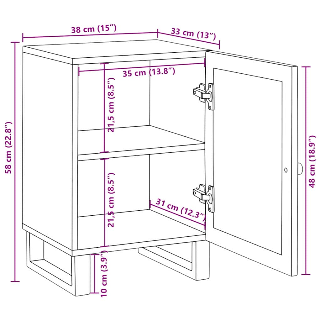 4018065 12 Dulap de Baie cu raft Maro 38 x 33 x 58 cm Lemn de mango solid Dulap de Baie cu raft Maro 38 x 33 x 58 cm Lemn de mango solid - imagine 12
