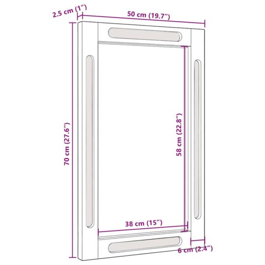 4018075 10 Oglindă pentru baie Maro 50 x 70 x 3 cm Lemn de mango solid 4018075 10