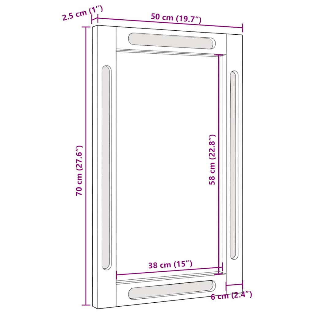 4018075 10 Oglindă pentru baie Maro 50 x 70 x 3 cm Lemn de mango solid Oglindă pentru baie Maro 50 x 70 x 3 cm Lemn de mango solid - imagine 10