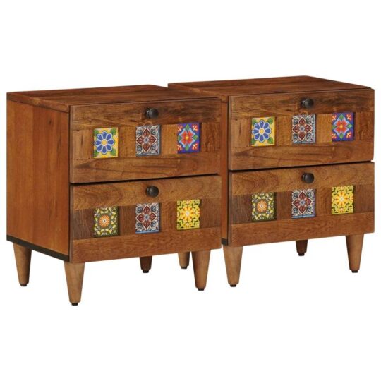 Dulap de noapte cu sertar 2 pcs Maro 40 x 33,5 x 46 cm