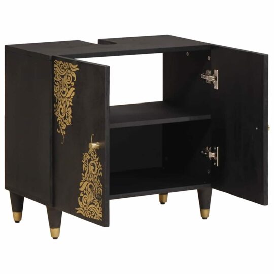 Alternative view of Dulap de chiuvetă Negru 62 x 33 x 58 cm Lemn de mango solid