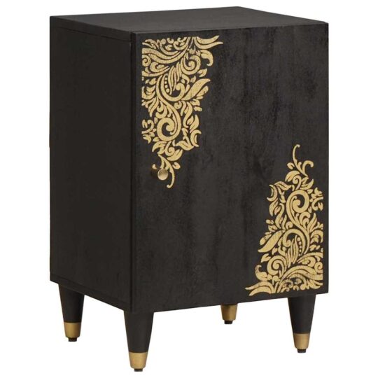 Dulap de Baie cu ușă Negru 38 x 33 x 58 cm Lemn de mango solid