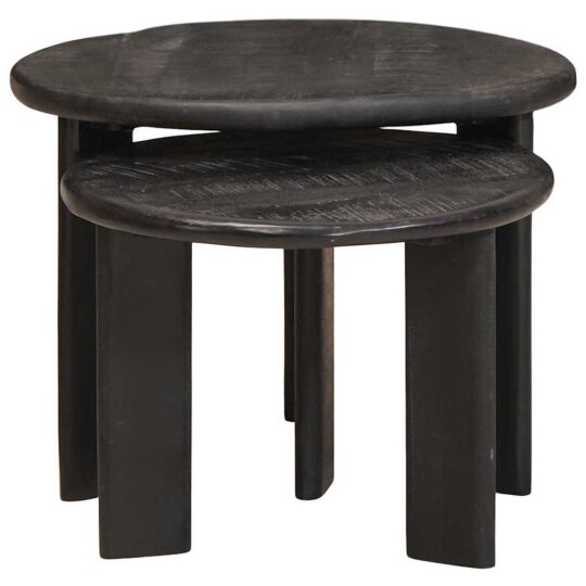 Alternative view of Mese în cuiburi 2 pcs Alb Lemn de mango solid