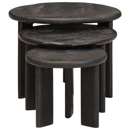 Alternative view of Mese în cuiburi 3 pcs Alb Lemn de mango solid