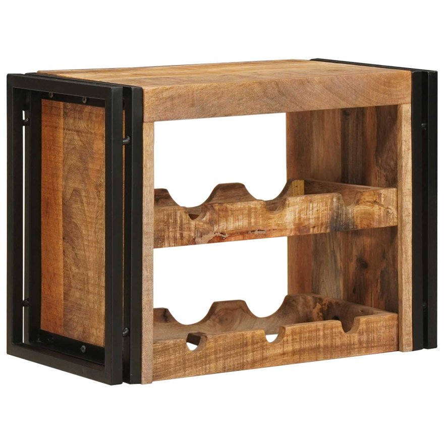 4104754 3 Raft pentru vin 100 x 45 x 33 cm Lemn de Mango Solid și Şlefuit Raft pentru vin 100 x 45 x 33 cm Lemn de Mango Solid și Şlefuit - imagine 3