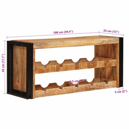4104760 11 Raft pentru vin 100 x 45 x 33 cm Lemn de Mango Solid și Şlefuit 4104760 11
