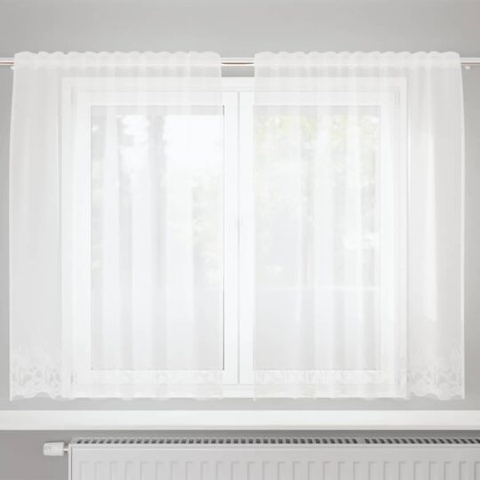 Cortină din Dantelă cu perdele Alb 150 x 160 cm Poliester
