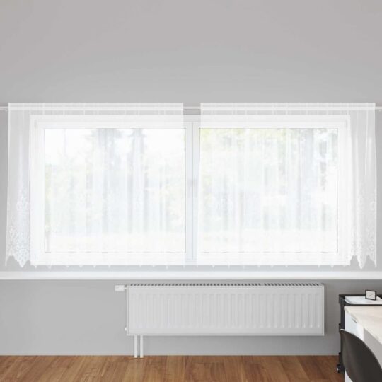 Cortină din Dantelă cu perdele Alb 300 x 140 cm Poliester