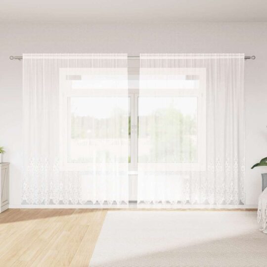 Cortină din Dantelă cu perdele Alb 300 x 245 cm Poliester