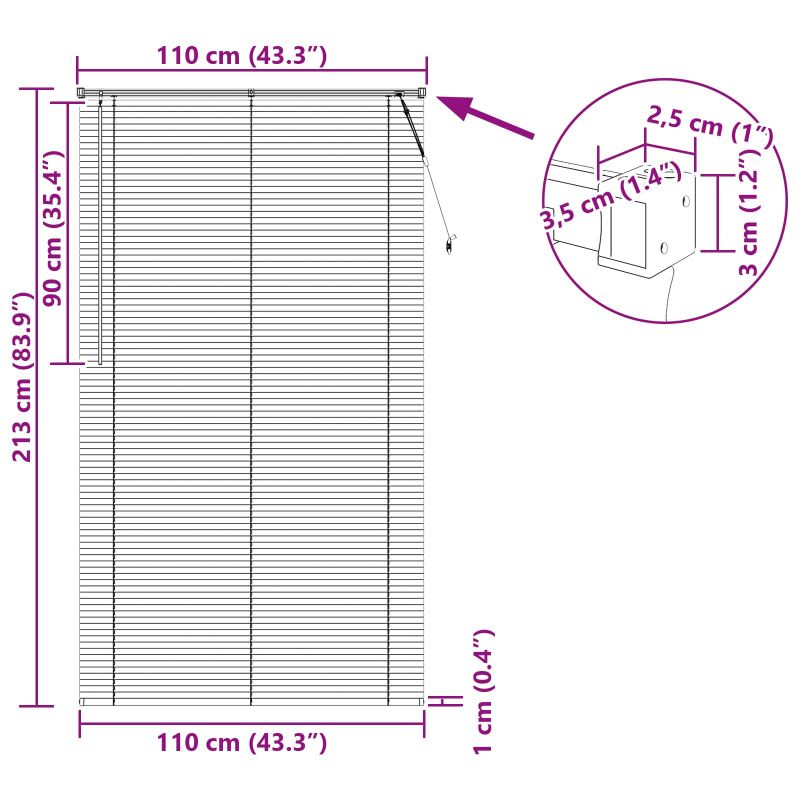 Jaluzea venetiană Manual Ajustabil Negru 213 x 110 cm PVC - imagine 8
