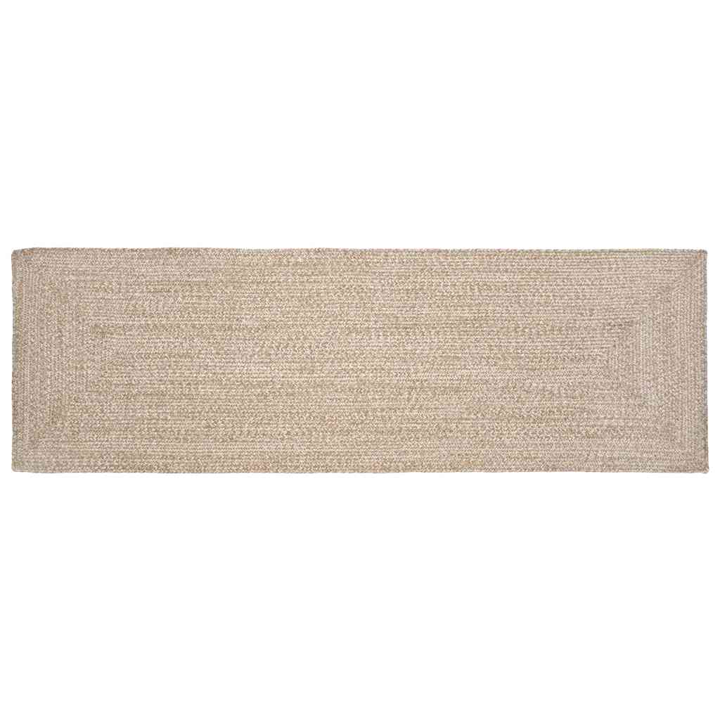 Covor Basketweave Natural și alb 80 x 200 cm Iută