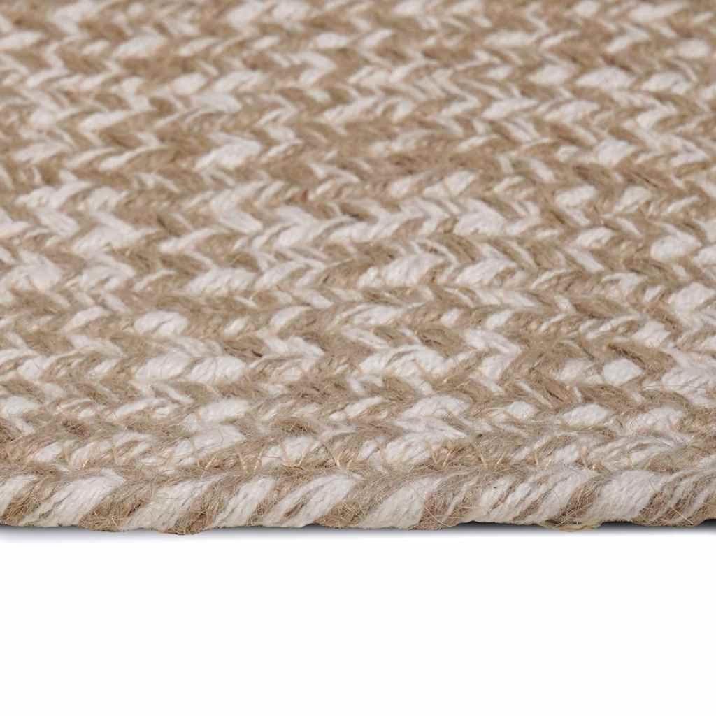 Covor Basketweave Natural și alb 80 x 200 cm Iută - imagine 3
