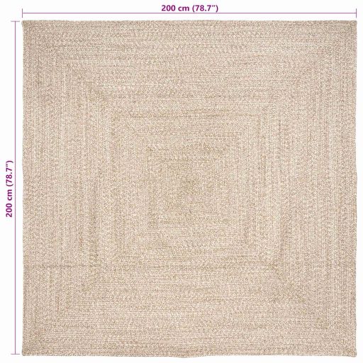 Covor Basketweave Natural și alb 200 x 200 cm Iută - imagine 8