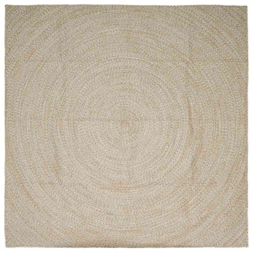 Covor Natural și Alb 200 x 200 cm Iută