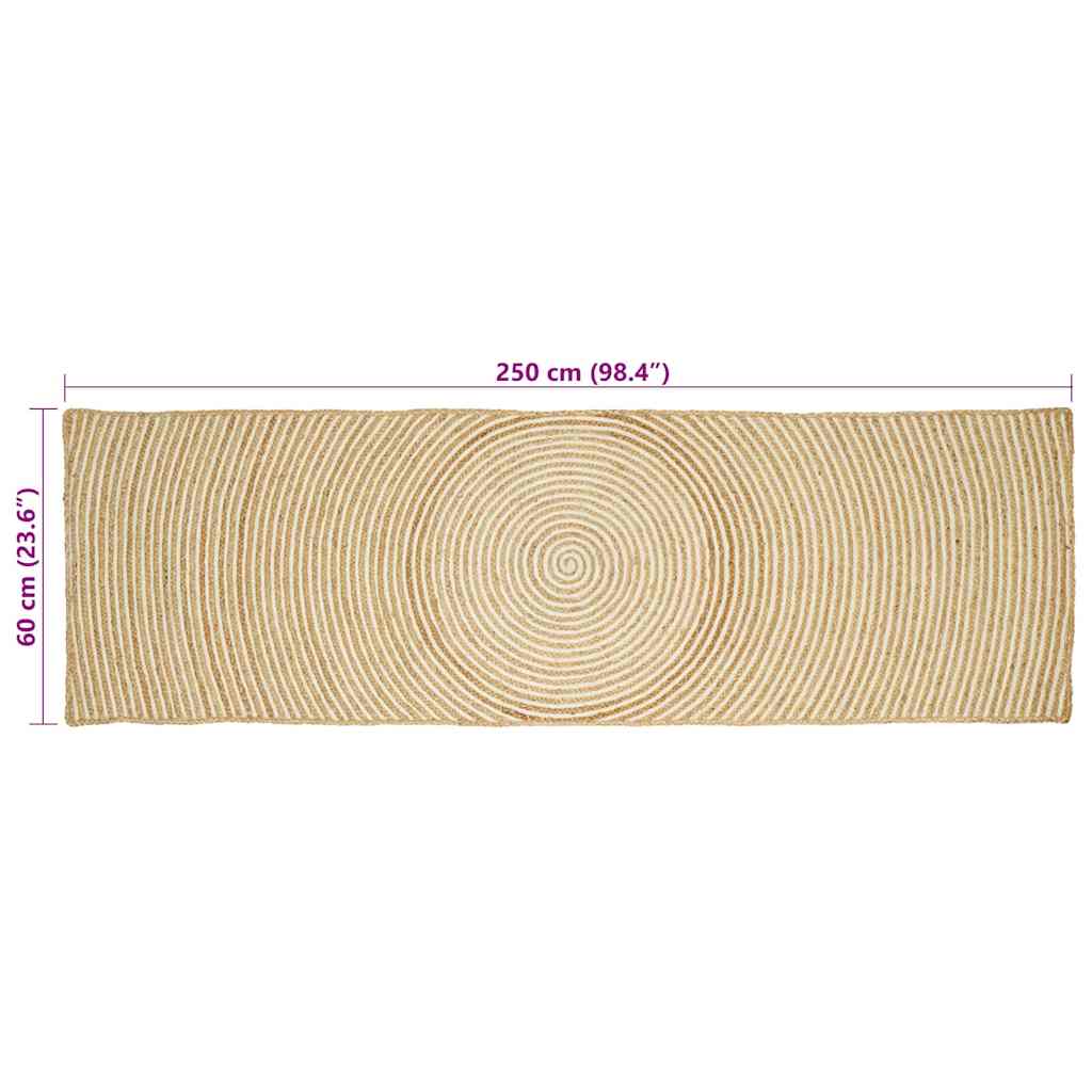 Covor Natural și Alb 60 x 250 cm Iută - imagine 8