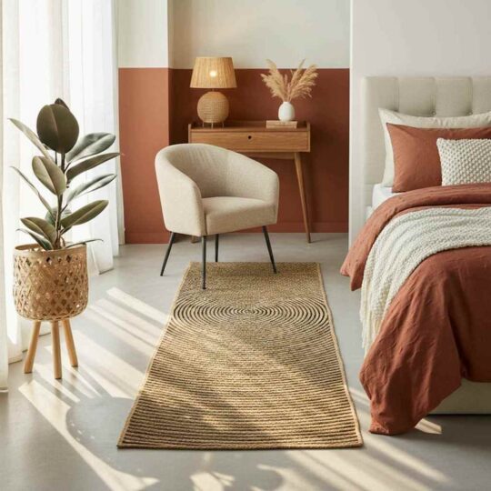 Alternative view of Covor Natural și Negru 80 x 200 cm Iută