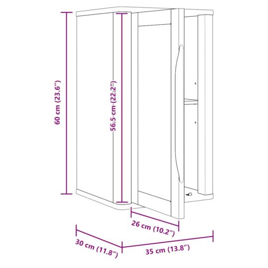 42011236 11 Dulap de perete pentru baie cu raft cu ușă Alb 60 x 40 x 80 cm 42011236 11