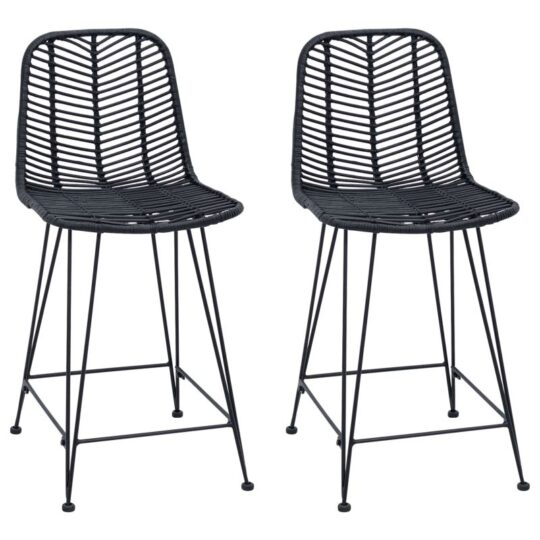 Alternative view of Scaun Bar 2 pcs Negru 44,5 x 54,5 x 97,5 cm Ratan și Fier