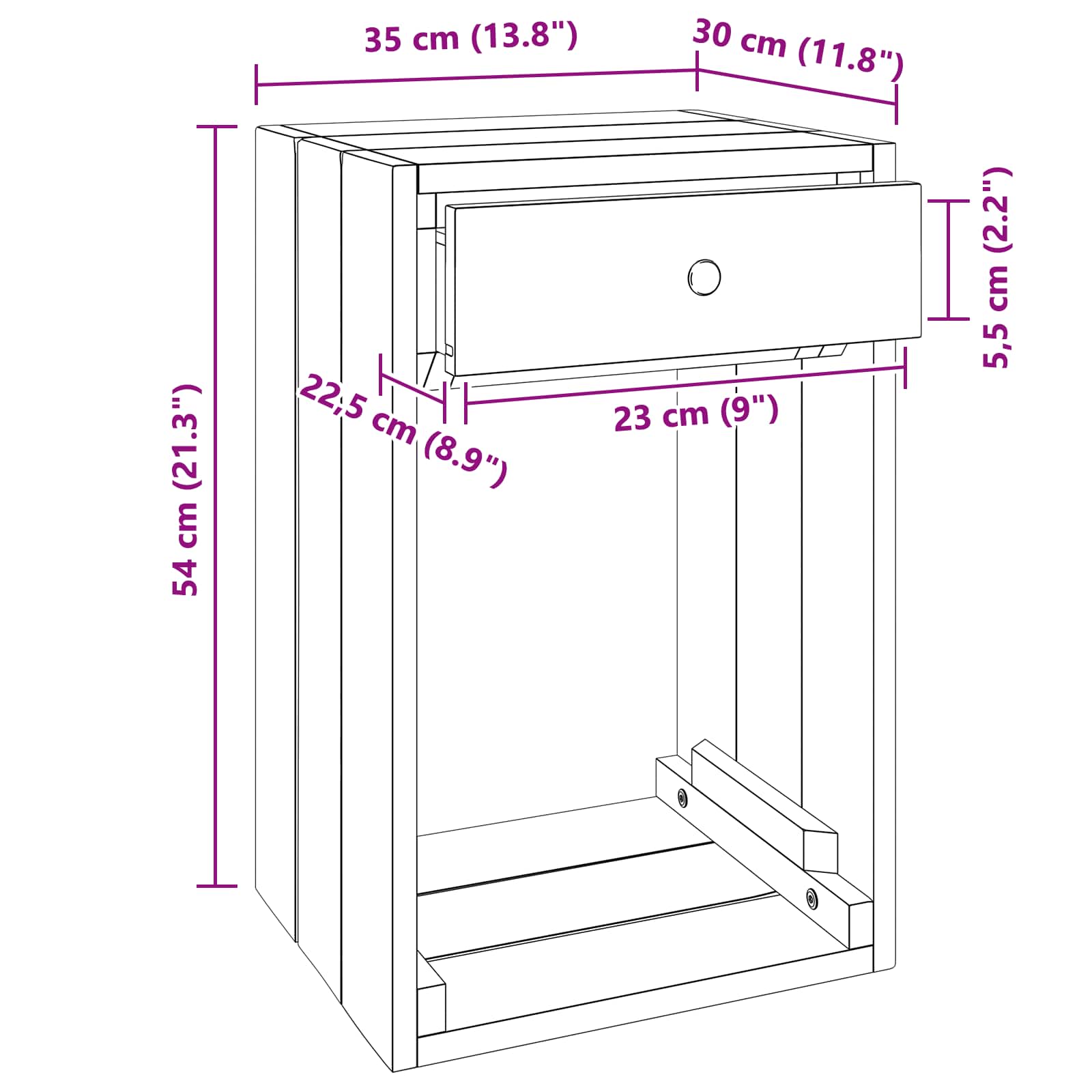 Noptieră cu sertar Maro 63 x 30 x 79 cm Lemn masiv de mahon - imagine 12