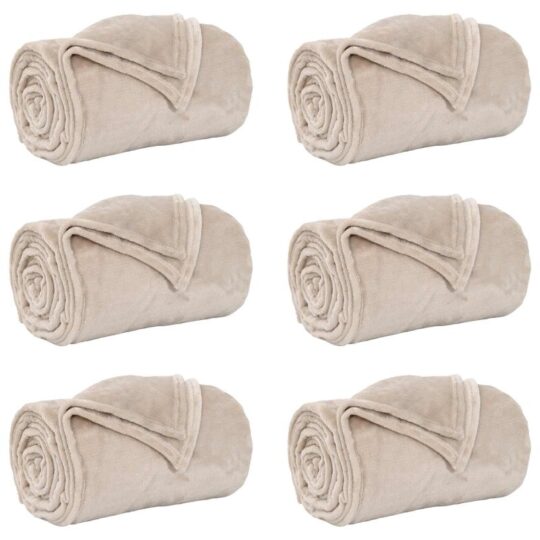 Alternative view of Pături de aruncat 6 pcs Bej 150 x 200 cm Molton