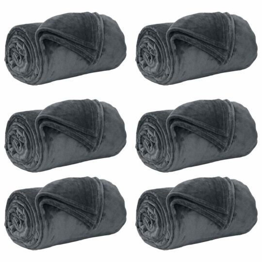 Alternative view of Pături de aruncat 6 pcs Gri închis 240 x 270 cm Molton