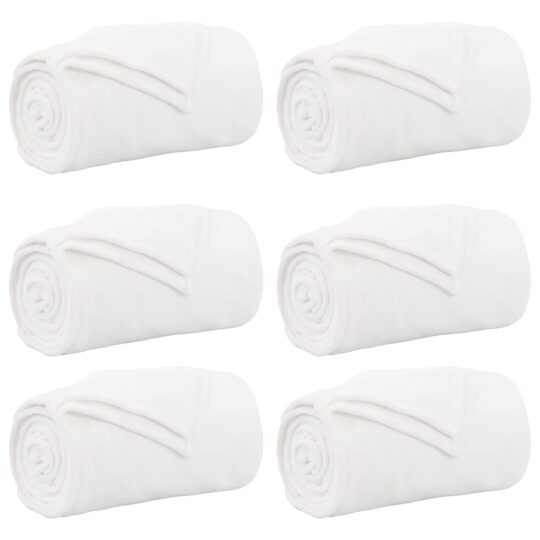 Alternative view of Pături de aruncat 6 pcs Alb 150 x 200 cm Molton