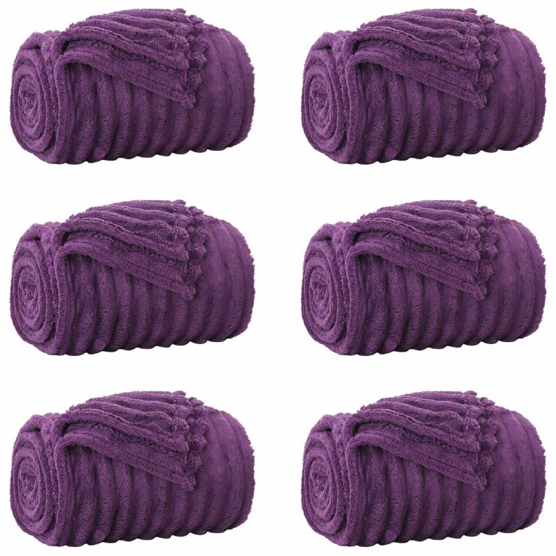 Pături de aruncat 6 pcs Violet 240 x 220 cm Molton - imagine 2