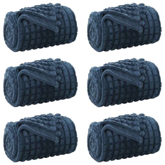 Alternative view of Pături de aruncat 6 pcs Albastru marin 150 x 130 cm Molton