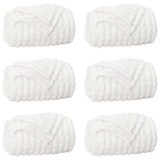 Alternative view of Pături de aruncat 6 pcs Alb 270 x 240 cm Molton