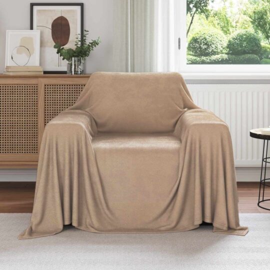 Pătura de aruncat Culoare Cămilă 210 x 140 cm Molton