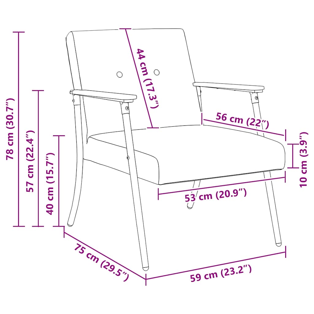 fotoliu Roșu Vin 59 x 75 x 78 cm țesătură - imagine 10