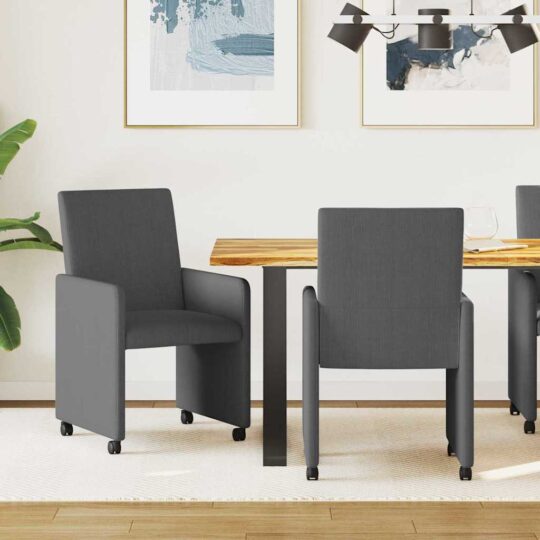 Scaune de dining cu roți 2 pcs Gri închis 57 x 66 x 94 cm