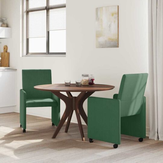 42017805 3 Scaune de dining cu roți 2 pcs Gri verde 57 x 66 x 94 cm 42017805 3