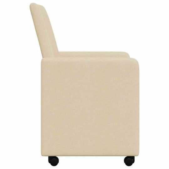 42017814 5 Scaune de dining cu roți 2 pcs Crem 57 x 66 x 94 cm țesătură 42017814 5