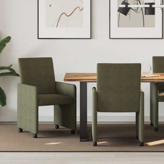 42017828 1 Home Scaune de dining cu roți 2 pcs Verde militar 57 x 66 x 94 cm