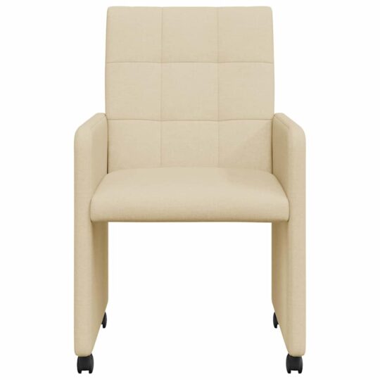 42017836 4 Scaune de dining cu roți 2 pcs Crem 58 x 65 x 94 cm țesătură 42017836 4