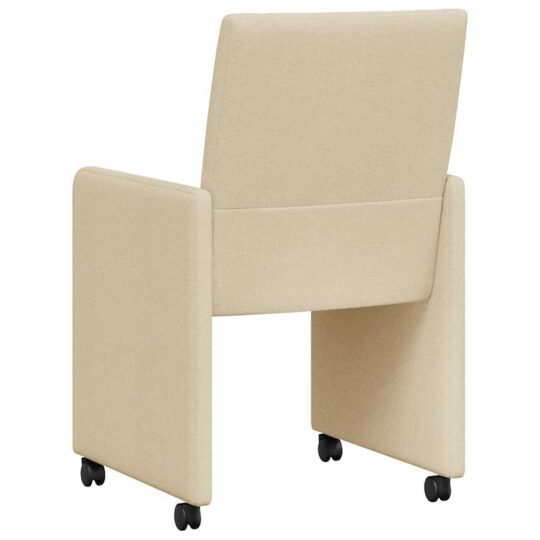 42017836 6 Scaune de dining cu roți 2 pcs Crem 58 x 65 x 94 cm țesătură 42017836 6