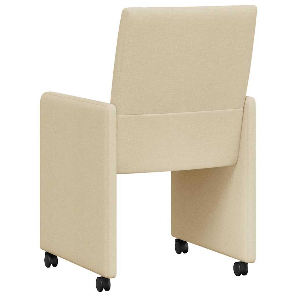 42017836 6 Scaune de dining cu roți 2 pcs Crem 58 x 65 x 94 cm țesătură Scaune de dining cu roți 2 pcs Crem 58 x 65 x 94 cm țesătură - imagine 6